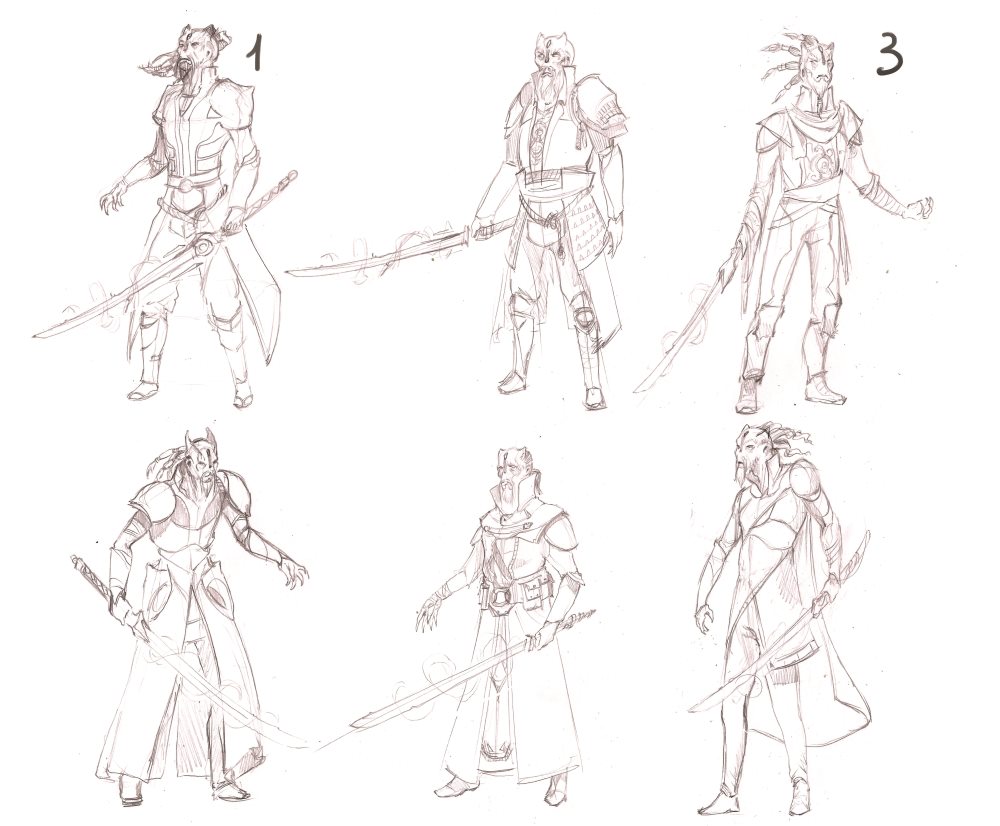 Jin male concept sketches - Starmourn Jin male sketches